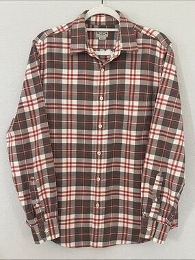 J.Crew Men’s M 100% Cotton Plaid Button Front Shirt Gray Red Medium